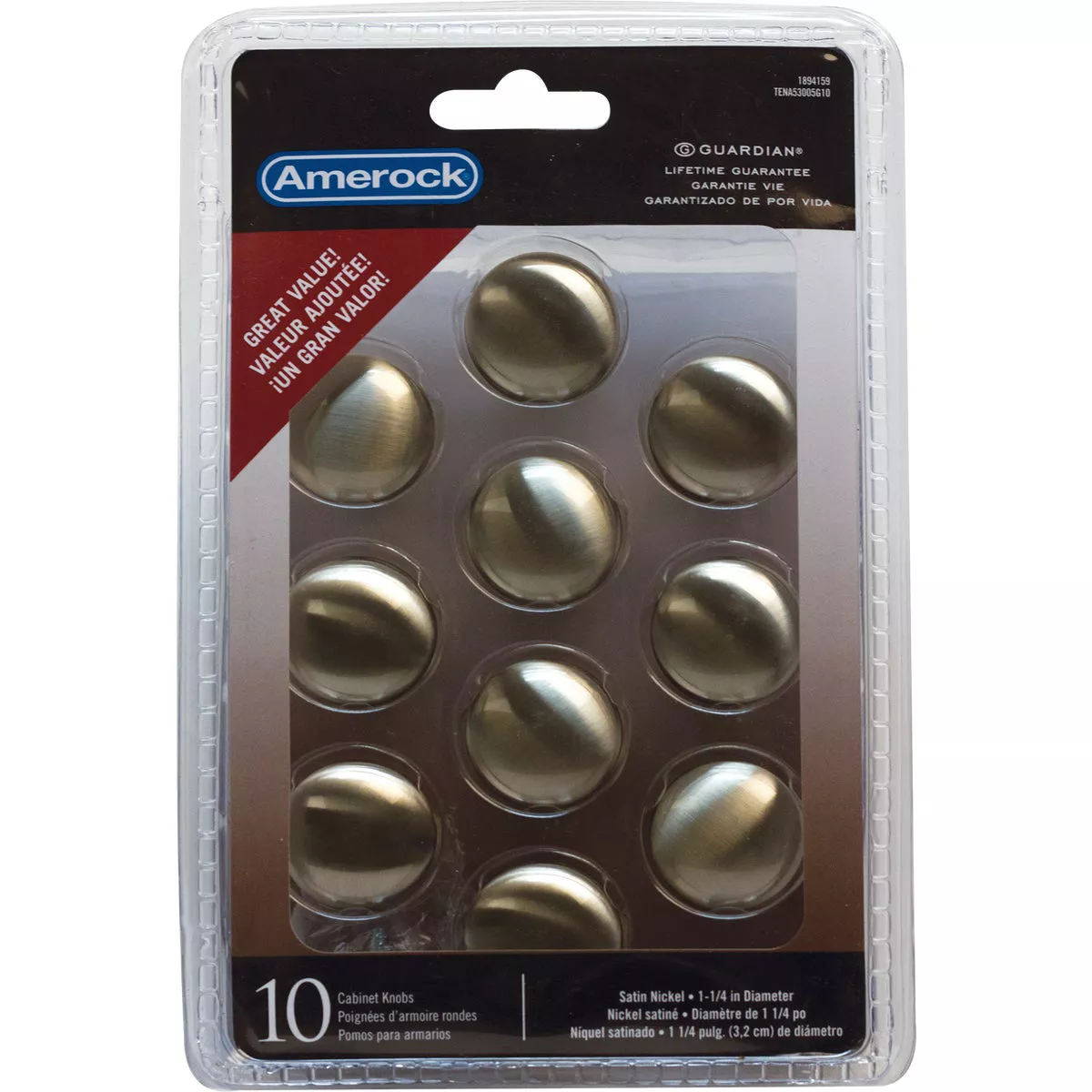 Amerock Edona 1.25 In. Dia. Round Satin Nickel Cabinet Knob (10-Pack) - photo 2