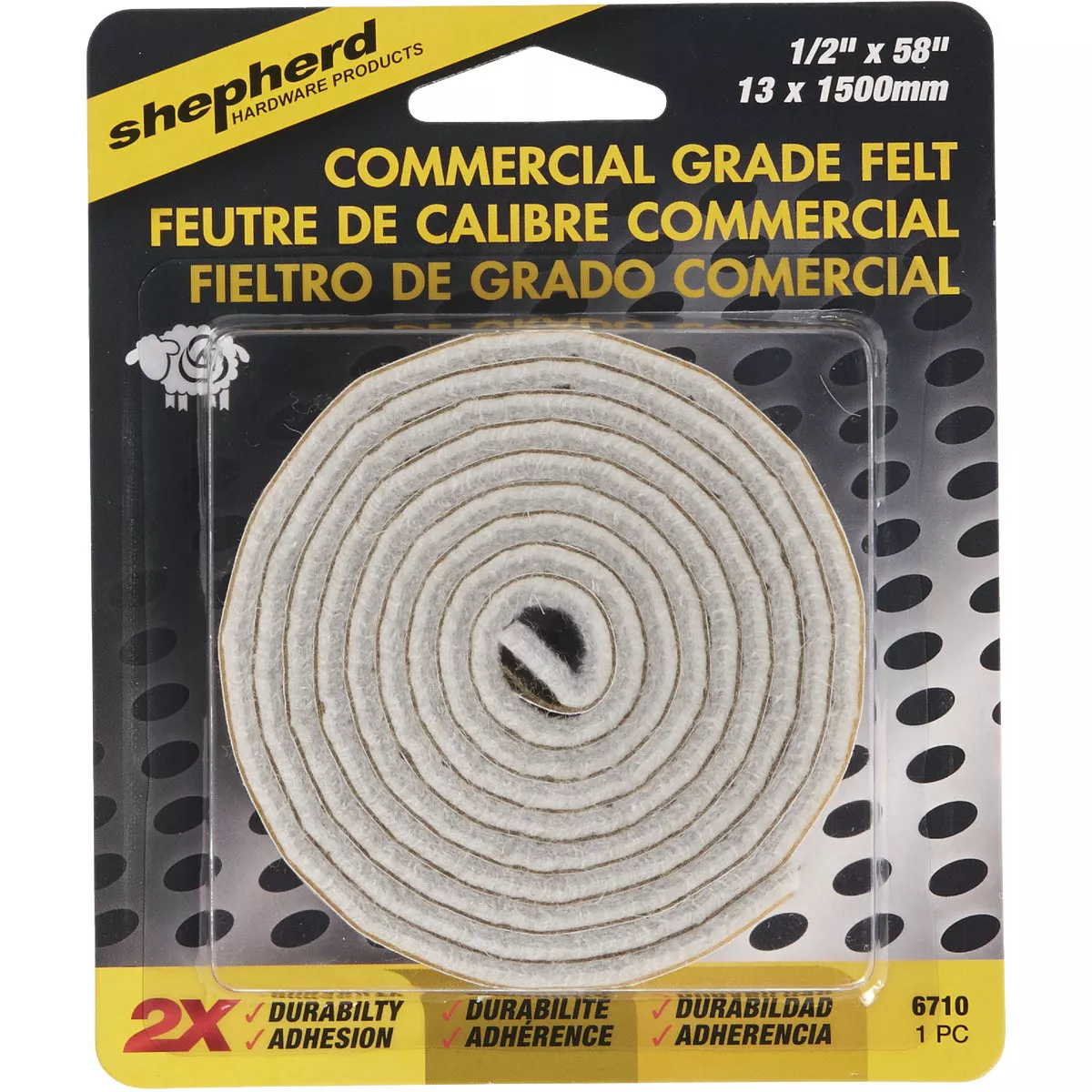 Shepherd Hardware 1/2 In. x 58 In. Beige Self-Adhesive Commercial Grade Felt Strip - photo 2