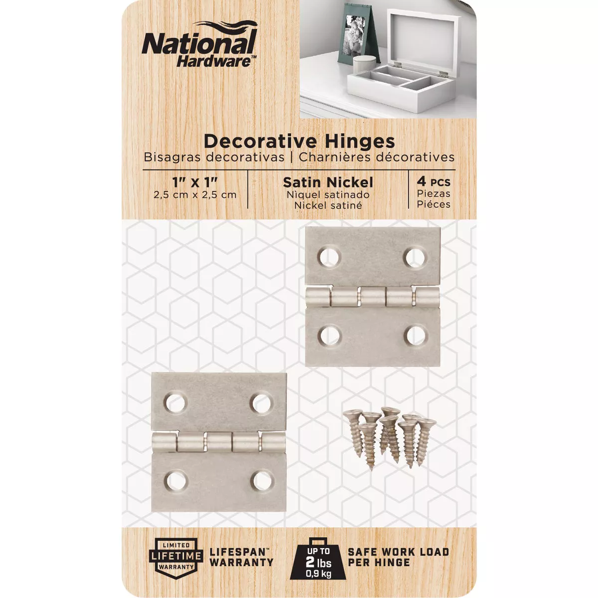 National Hardware 1 In. X 1 In. Satin Nickel Broad Hinge (4-Pack) - photo 2