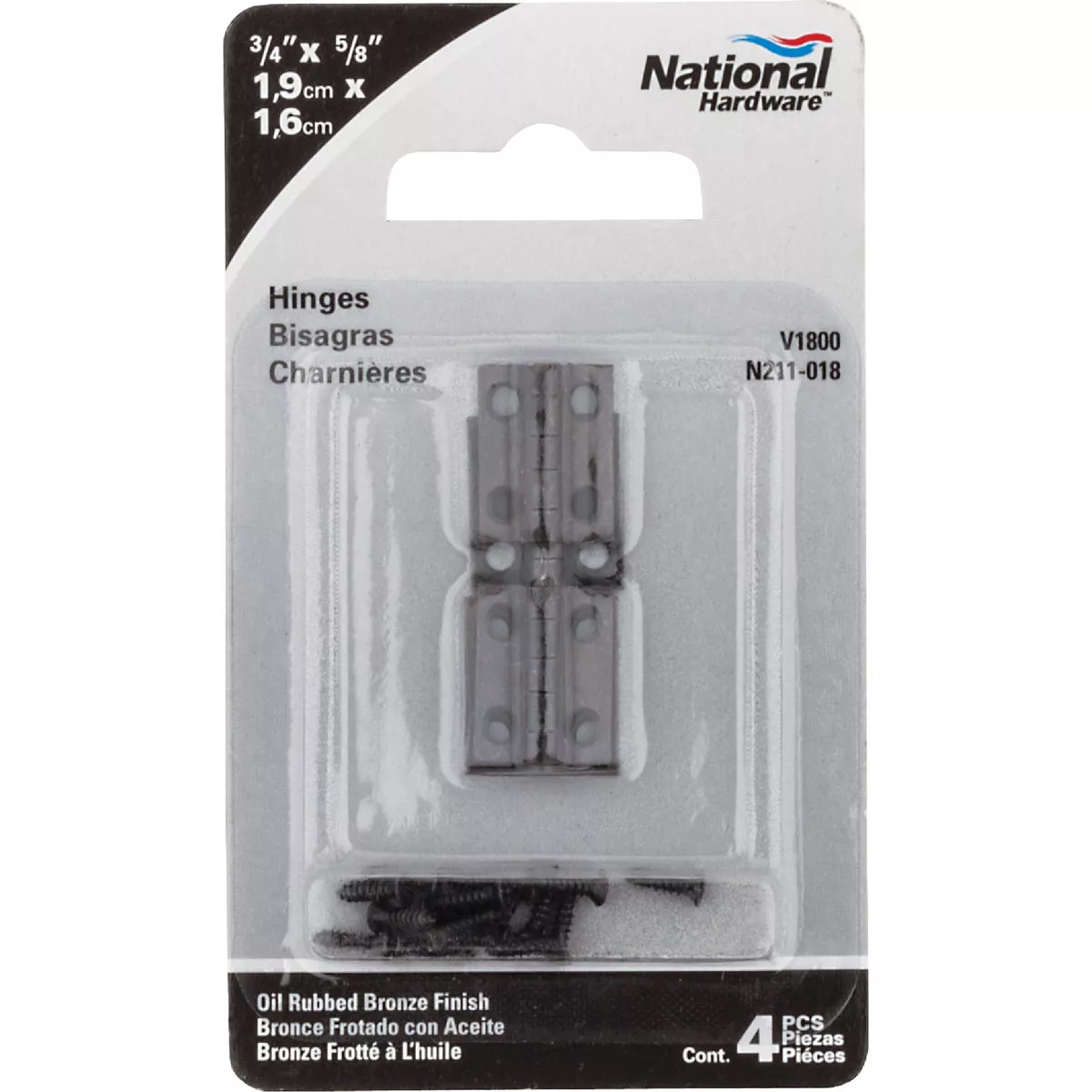 National 3/4 In. X 5/8 In. Oil Rubbed Bronze Narrow Hinge (4-Pack) - photo 2