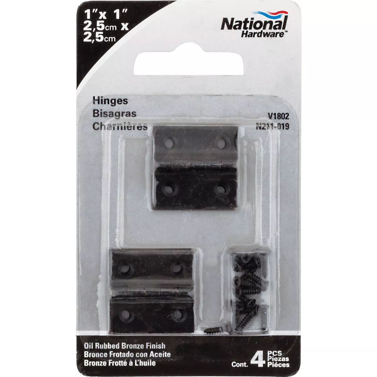 National Hardware 1 In. X 1 In. Oil Rubbed Bronze Broad Hinge (4-Pack) - photo 2