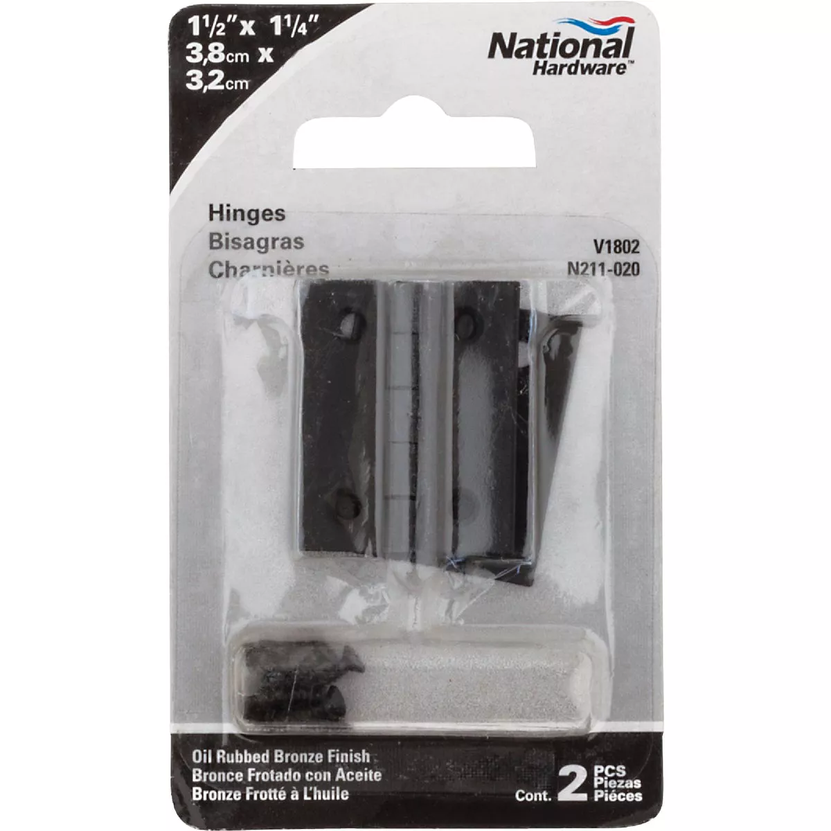 National Hardware 1-1/2 In. X 1-1/4 In. Oil Rubbed Bronze Broad Hinge (2-Pack) - photo 2