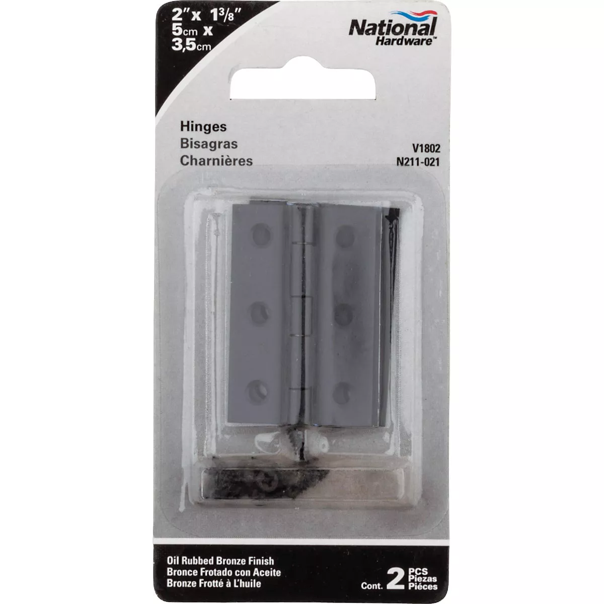 National Hardware 2 In. X 1-3/8 In. Oil Rubbed Bronze Broad Hinge (2-Pack) - photo 2