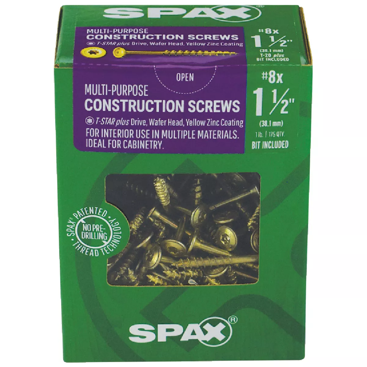 SPAX #8 x 1-1/2 In. T20 Plus Wafer Head Yellow Zinc (Interior) Cabinet Screw (175 Ct.) - photo 2