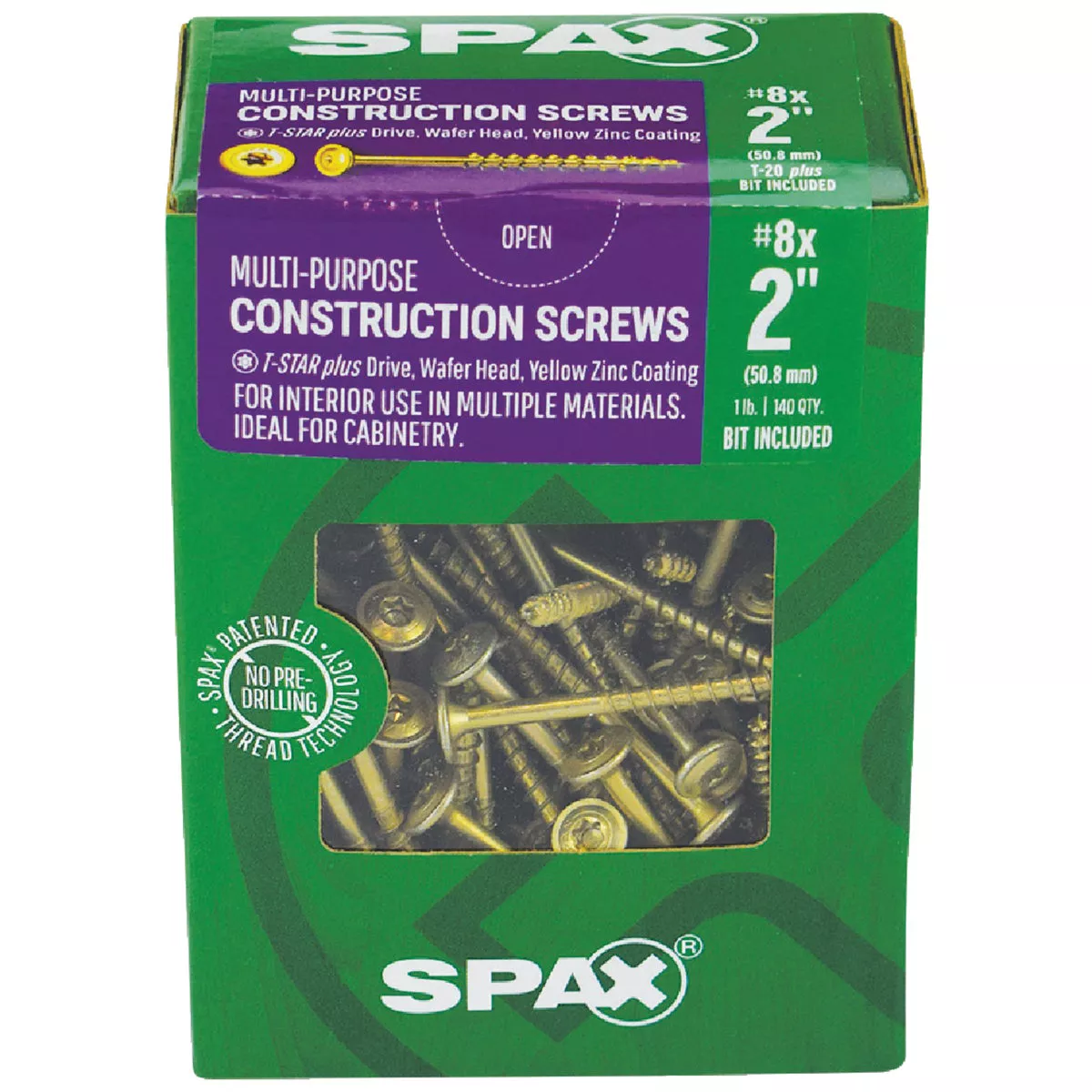 SPAX #8 x 2 In. T20 Plus Wafer Head Yellow Zinc (Interior) Cabinet Screw (140 Ct.) - photo 2