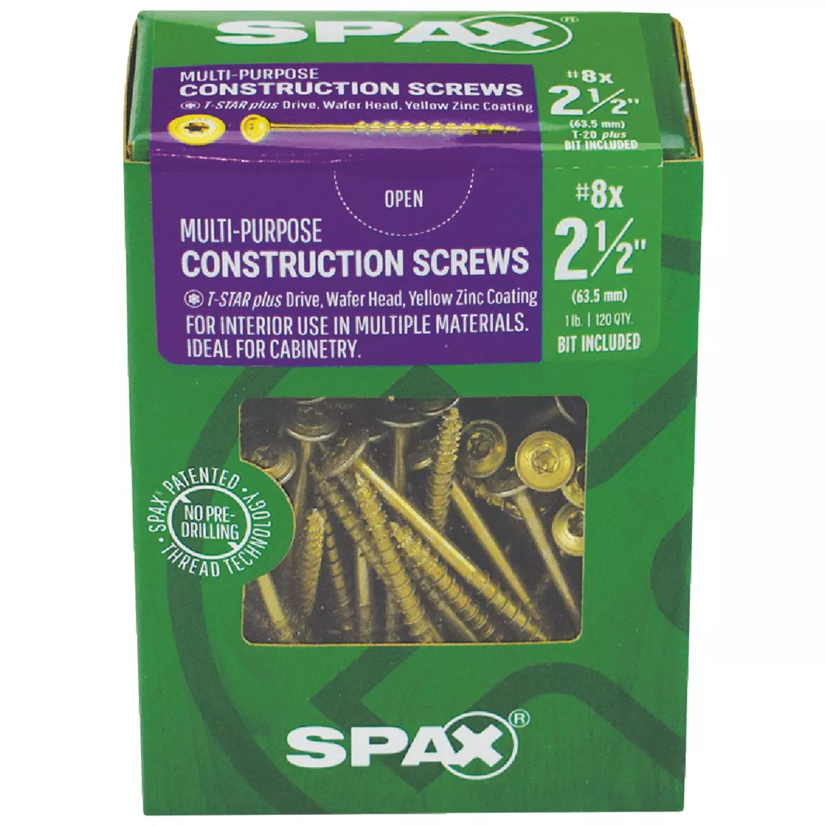 SPAX #8 x 2-1/2 In. T20 Plus Wafer Head Yellow Zinc (Interior) Cabinet Screw (120 Ct.) - photo 2