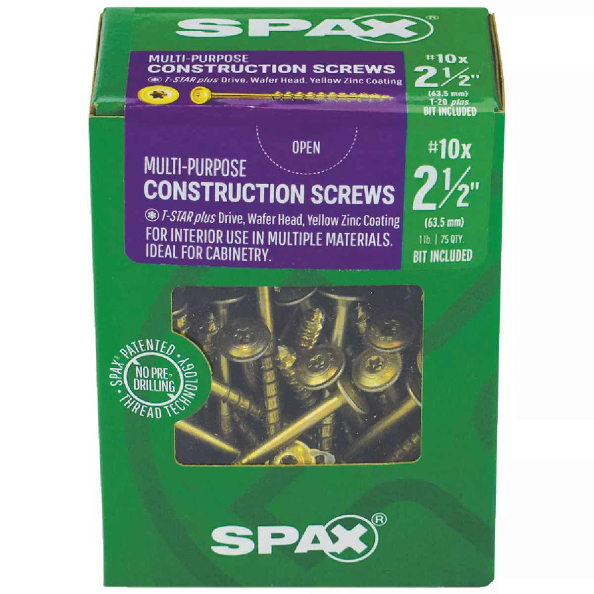 SPAX #10 x 2-1/2 In. T20 Plus Wafer Head Yellow Zinc (Interior) Cabinet Screw (75 Ct.) - photo 2