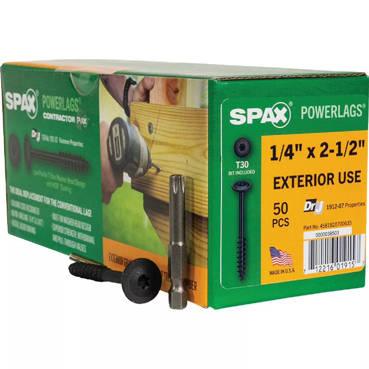 SPAX Powerlag 1/4 In. x 2-1/2 In. T30 Washer Head HCR (Exterior Rated) Lag Screw (50 Ct.)