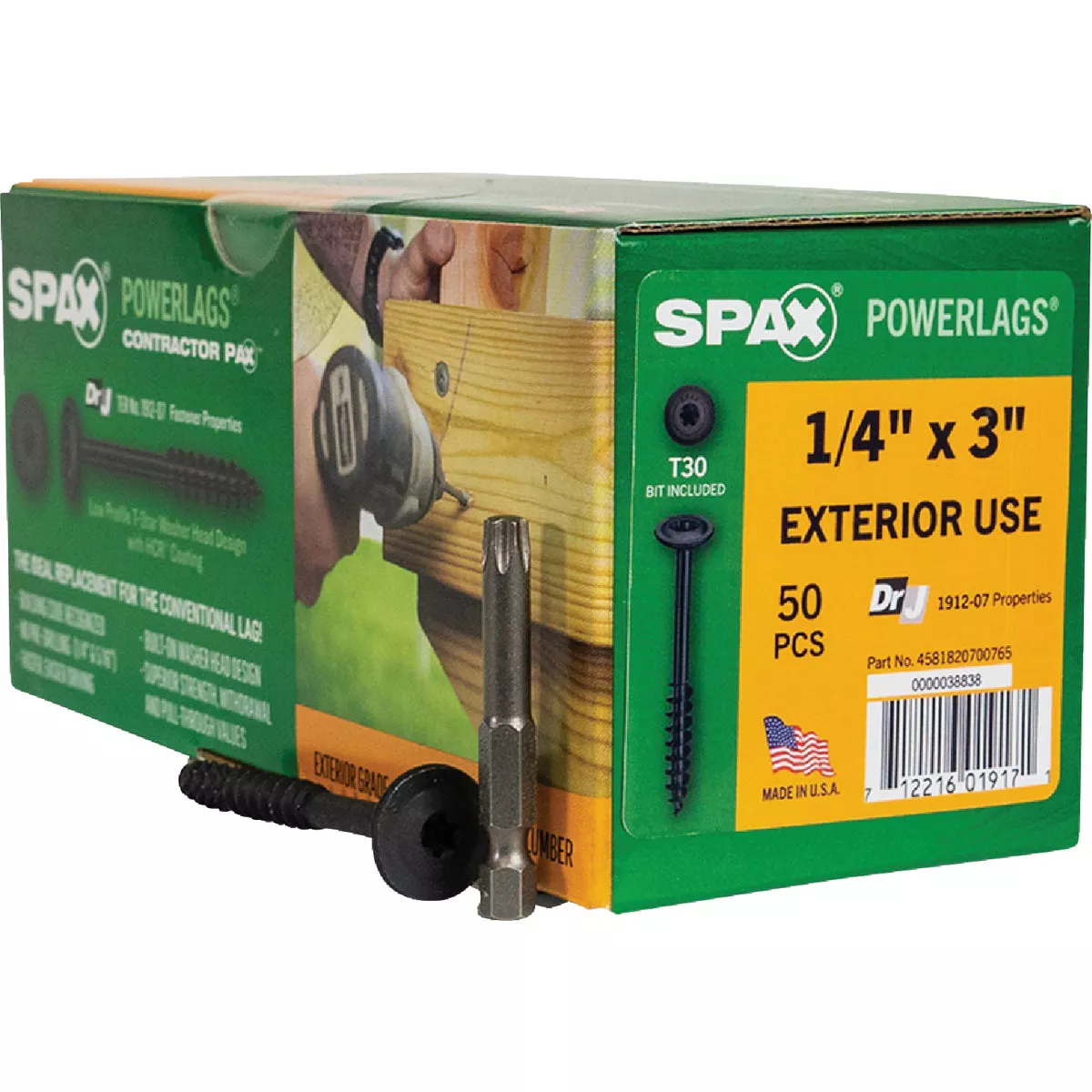 SPAX Powerlag 1/4 In. x 3 In. T30 Washer Head HCR (Exterior Rated) Lag Screw (50 Ct.)