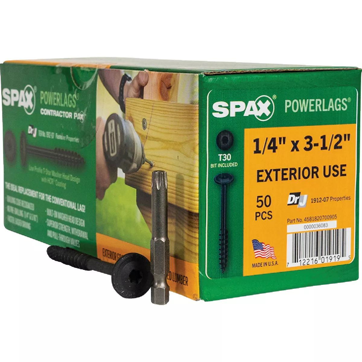 SPAX Powerlag 1/4 In. x 3-1/2 In. T30 Washer Head HCR (Exterior Rated) Lag Screw (50 Ct.)