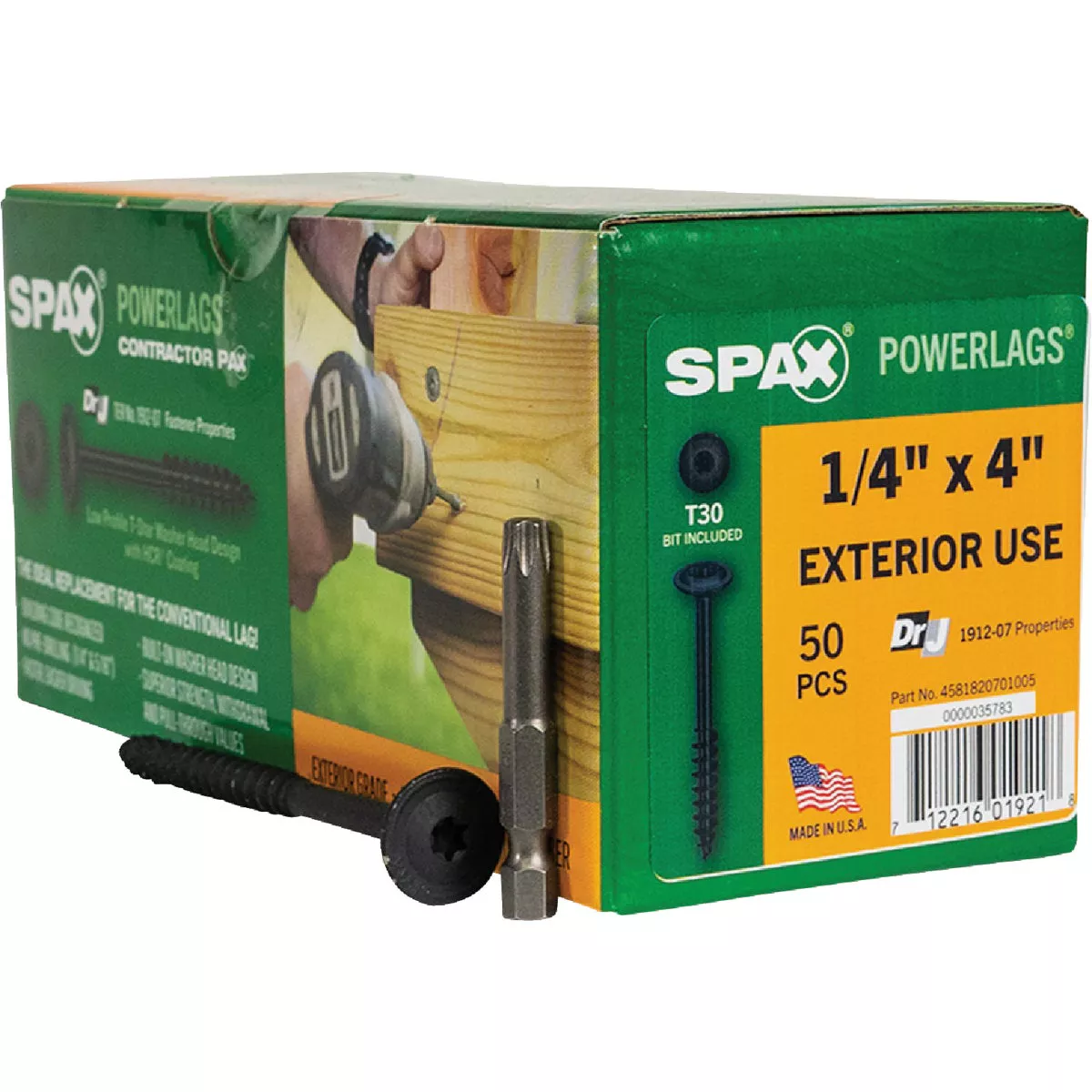 SPAX Powerlag 1/4 In. x 4 In. T30 Washer Head HCR (Exterior Rated) Lag Screw (50 Ct.)