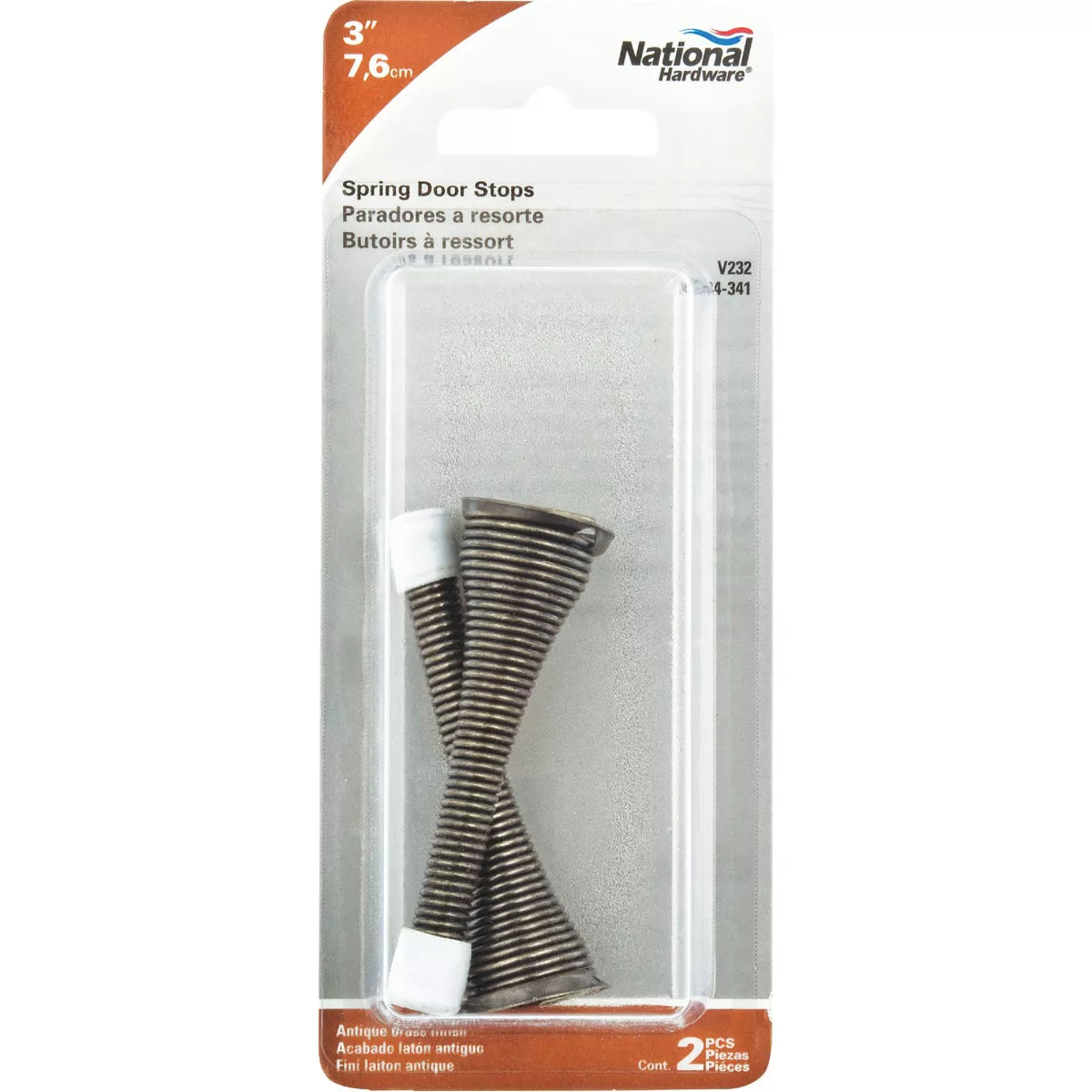 National Hardware 3 In. Antique Brass Spring Door Stop (2-Count) - photo 2