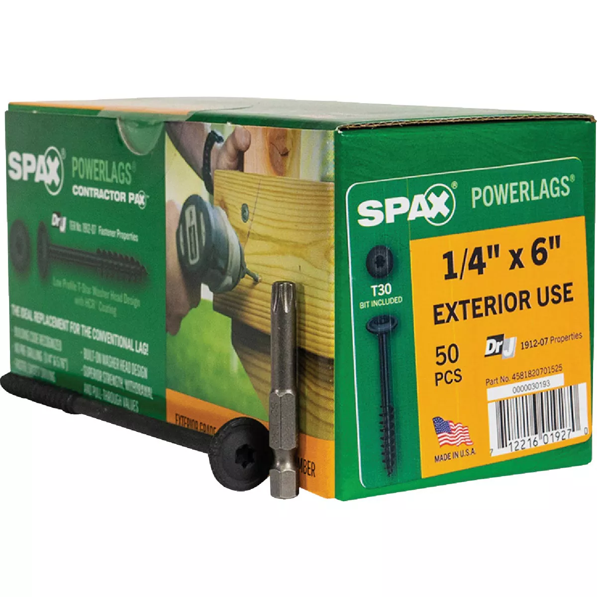 SPAX Powerlag 1/4 In. x 6 In. T30 Washer Head HCR (Exterior Rated) Lag Screw (50 Ct.)