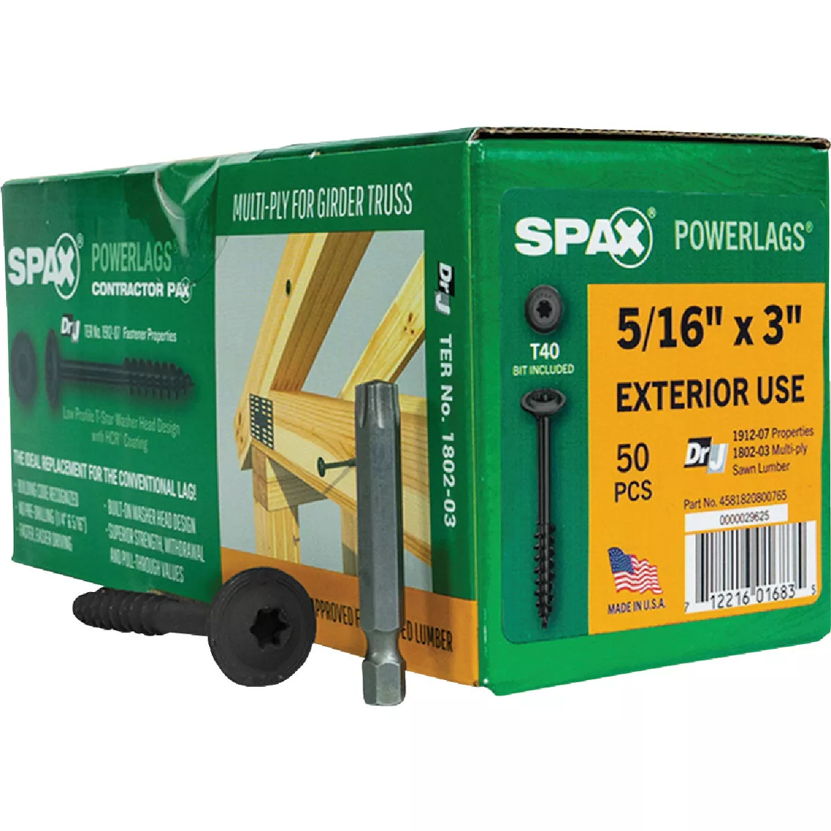 SPAX Powerlag 5/16 In. x 3 In. T40 Washer Head HCR (Exterior Rated) Lag Screw (50 Ct.)