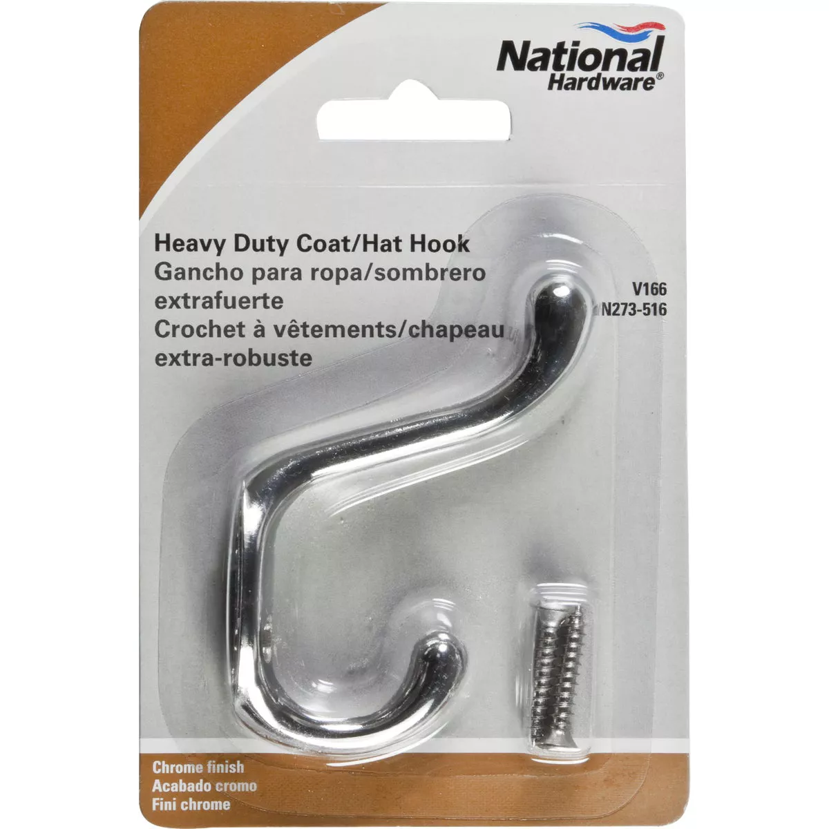 National Hardware Heavy-Duty Chrome Coat & Hat Wardrobe Hook - photo 2