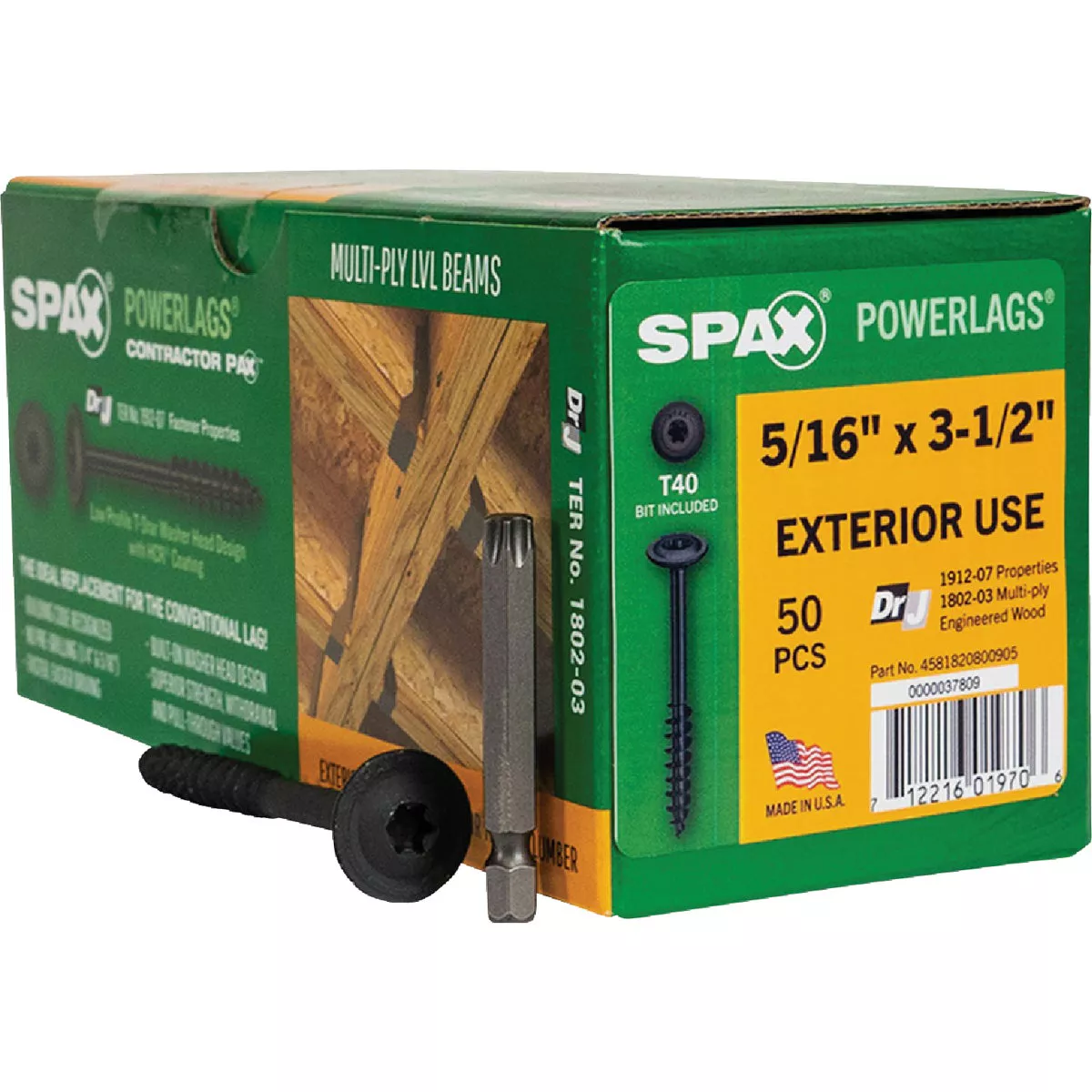 SPAX Powerlag 5/16 In. x 3-1/2 In. T40 Washer Head HCR (Exterior Rated) Lag Screw (50 Ct.)-