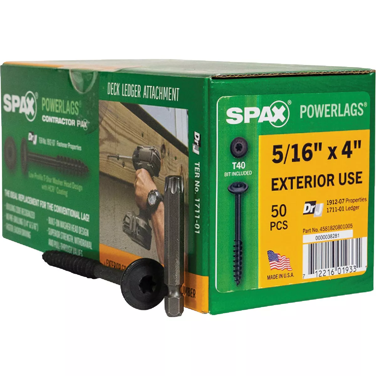 SPAX Powerlag 5/16 In. x 4 In. T40 Washer Head HCR (Exterior Rated) Lag Screw (50-Count)