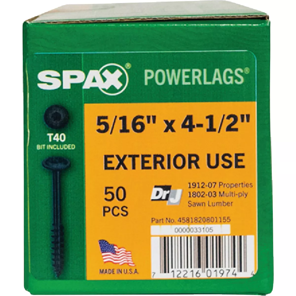Spax PowerLags 5/16 In. x 4-1/2 In. Washer Head Exterior Structure Screw (50 Ct.) - photo 2