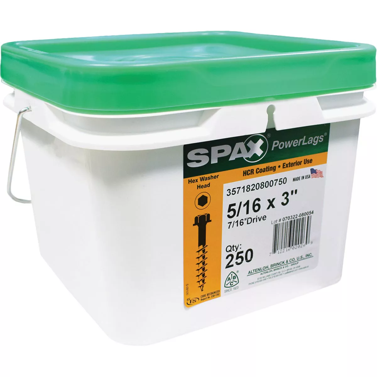 Spax PowerLags 5/16 In. x 3 In. Hex Head Exterior Structure Screw (250 Ct.)