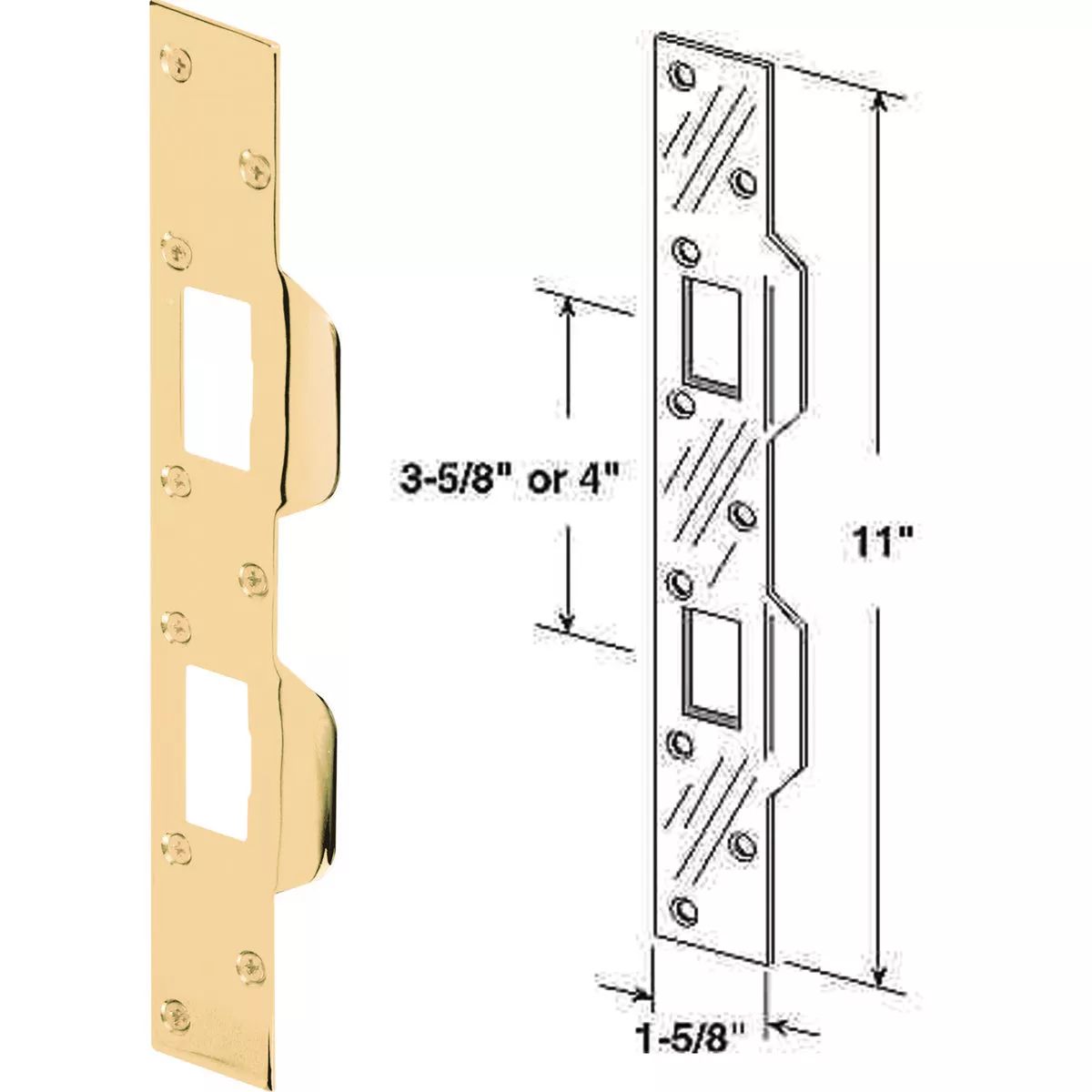 Defender Security Polished Brass 1-5/8 In. Heavy-Gauge High Security Strike Plate