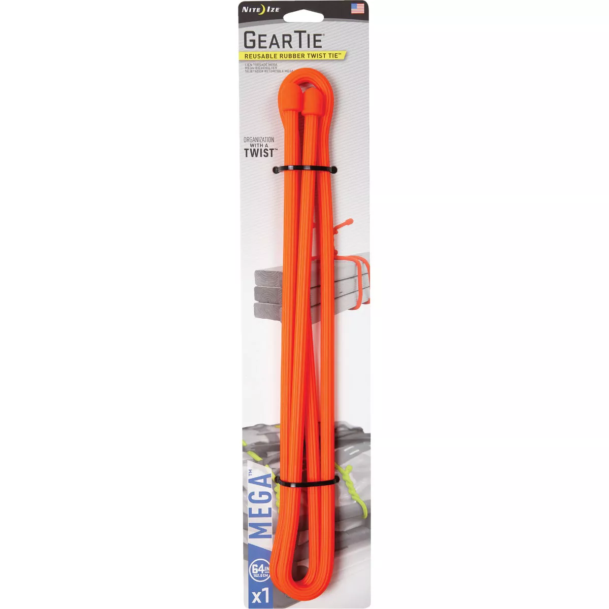 Gear Tie 64 In. Mega Twist Tie - Bright Orange - photo 2