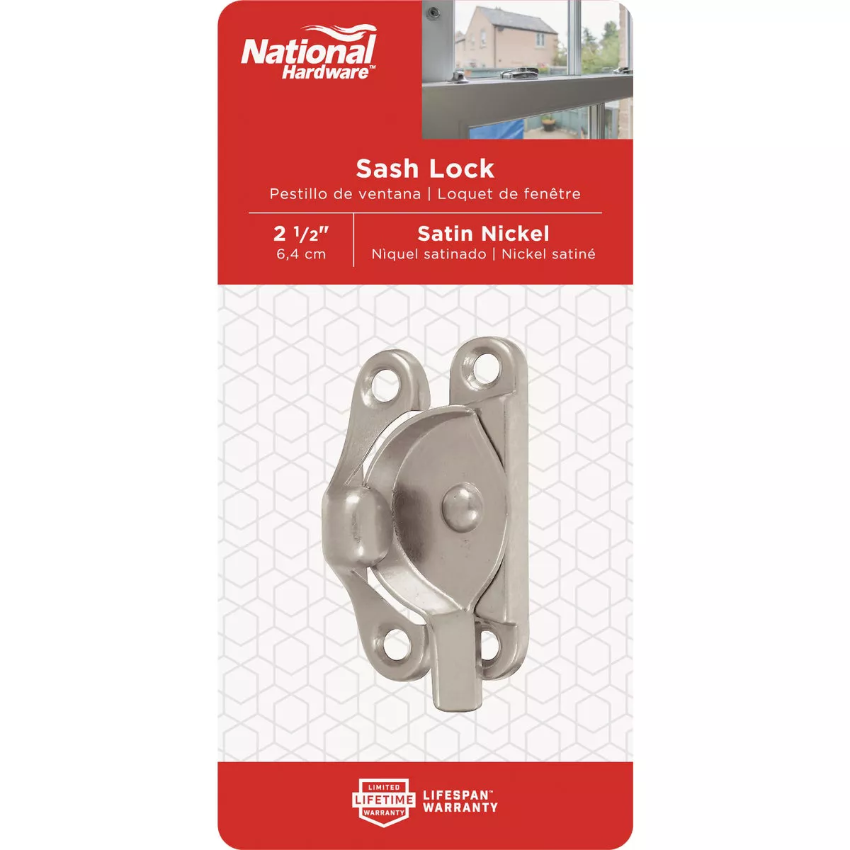 National Hardware Double Hung Satin Nickel Crescent Sash Lock - photo 2