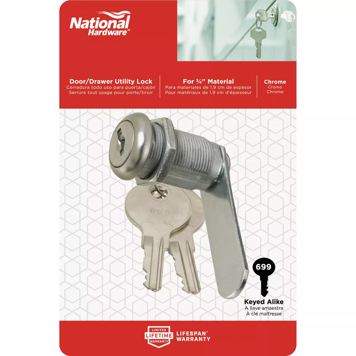 National Hardware 3/4 In. Chrome Utility Lock - photo 2