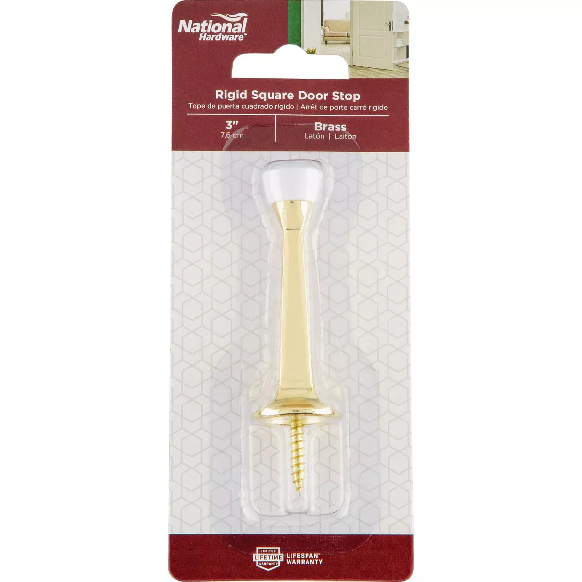 National Hardware 3 In. Brass Rigid Square Door Stop - photo 2