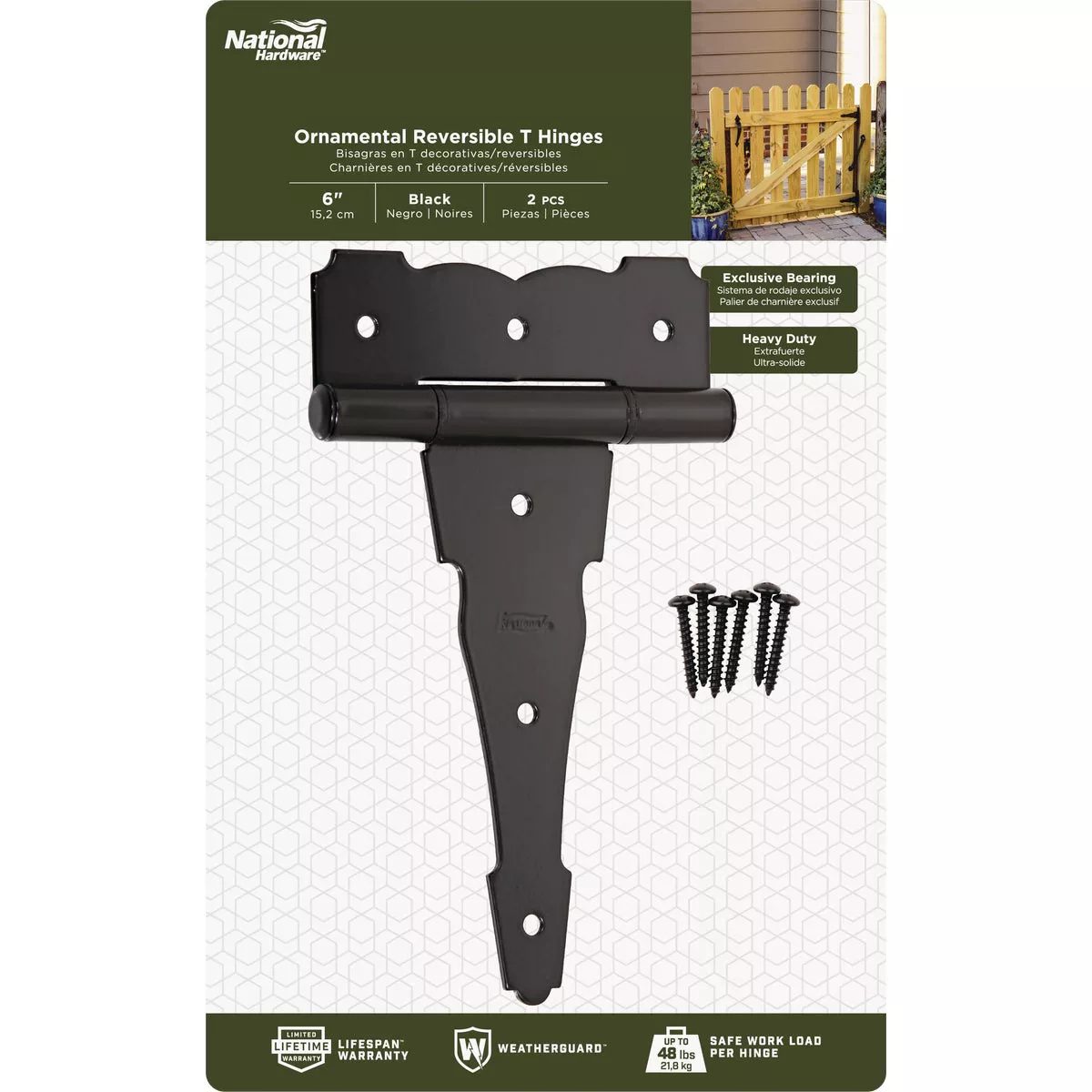 National Hardware 6 In. Black Ornamental Reversible T-Hinge - photo 2