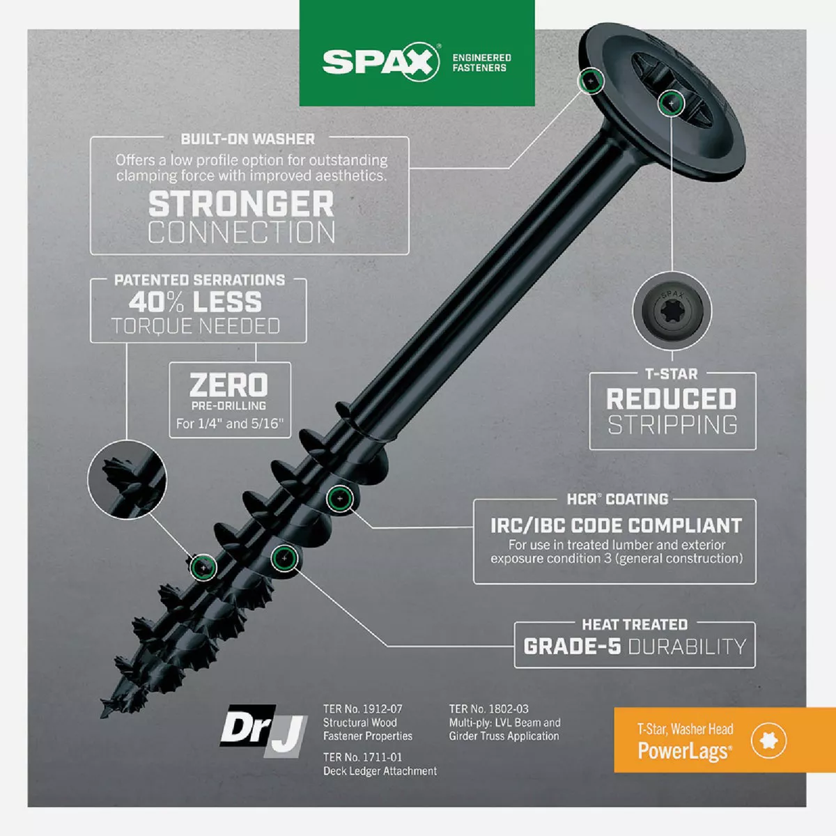 Spax PowerLags 5/16 In. x 4 In. Washer Head Exterior Structure Screw (250 Ct.) - photo 5