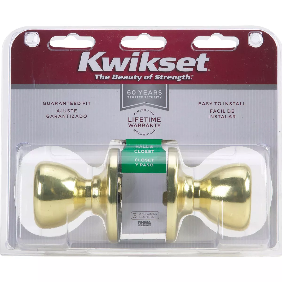 Kwikset Tylo Polished Brass Hall & Closet Door Knob - photo 2