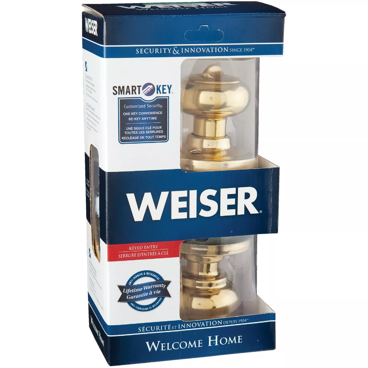 Weiser Welcome Home Polished Brass Entry Door Knob with SmartKey - photo 2