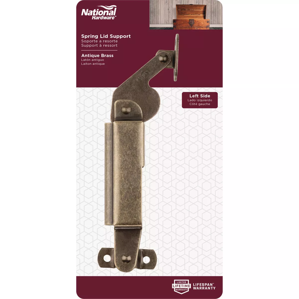 National Hardware Antique Brass Left-Handed Spring Lid Support - photo 2