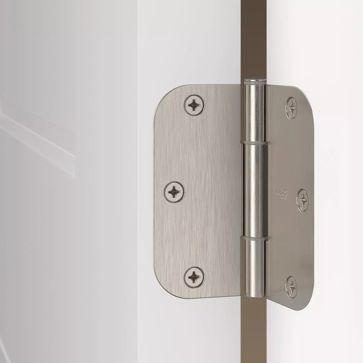 National Hardware Squeak Guard 3-1/2 In. Satin Nickel Hinge with 1/4 In. Radius (3-Count) - photo 3