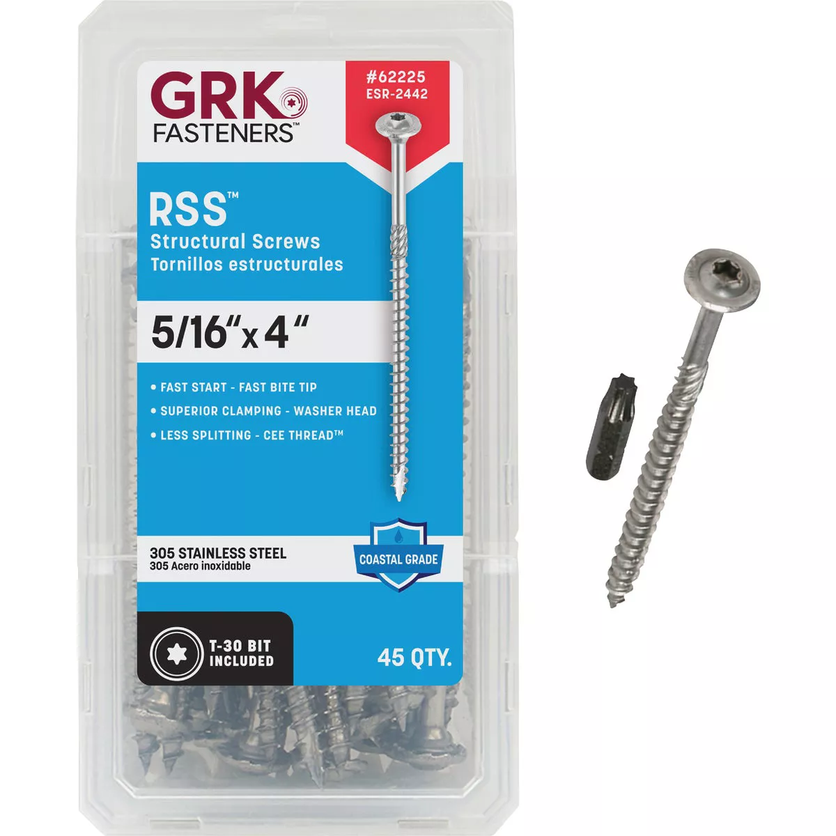 GRK RSS Rugged 5/16 In. x 4 In. Stainless Steel Structure Screws (45 Ct.)
