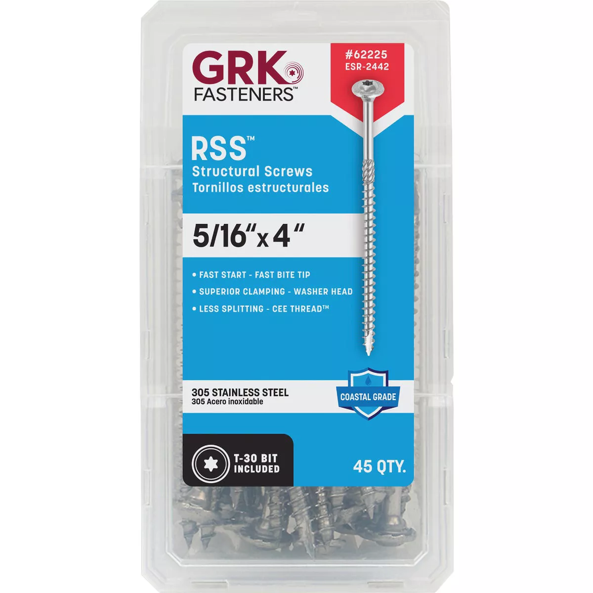 GRK RSS Rugged 5/16 In. x 4 In. Stainless Steel Structure Screw (45 Ct.) - photo 2