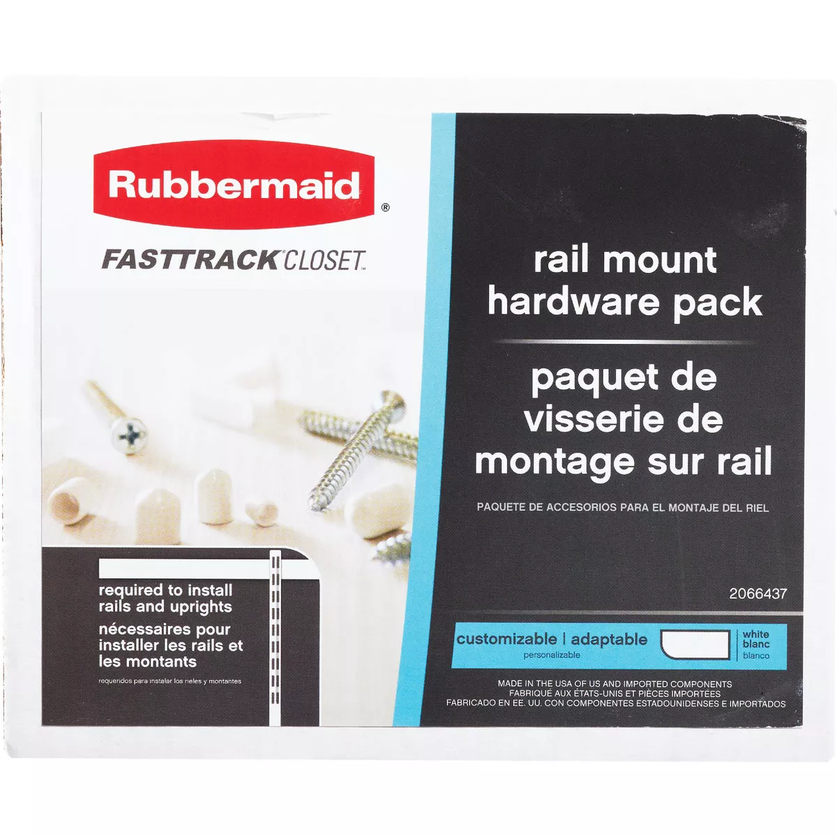 Rubbermaid Fasttrack White Rail Mount Hardware Pack - photo 3