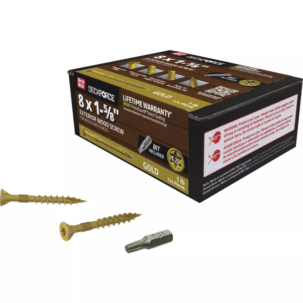 Grip-Rite DeckForce PrimeGuard Nano #8 x 1-5/8 In. Star Drive Gold Screw (1 Lb.) - photo 2