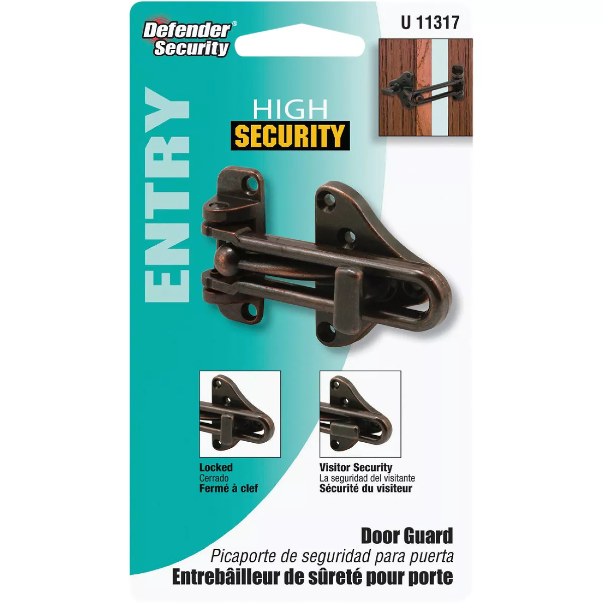 Defender Security Bronze Swing Bar Door Guard with Lock - photo 2