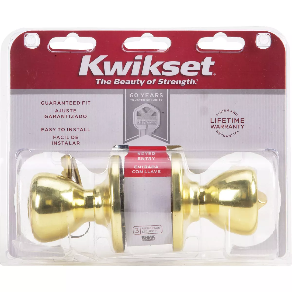 Kwikset Tylo Polished Brass Entry Door Knob - photo 2