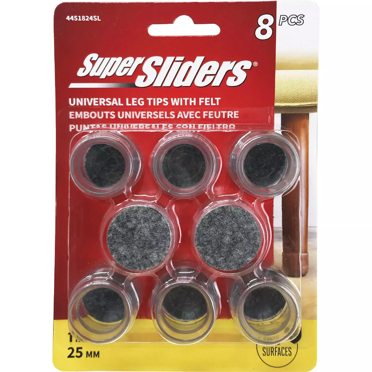 Super Sliders 1 In. Round Felt Silicone Furniture Leg Tips (8-Pack) - photo 3