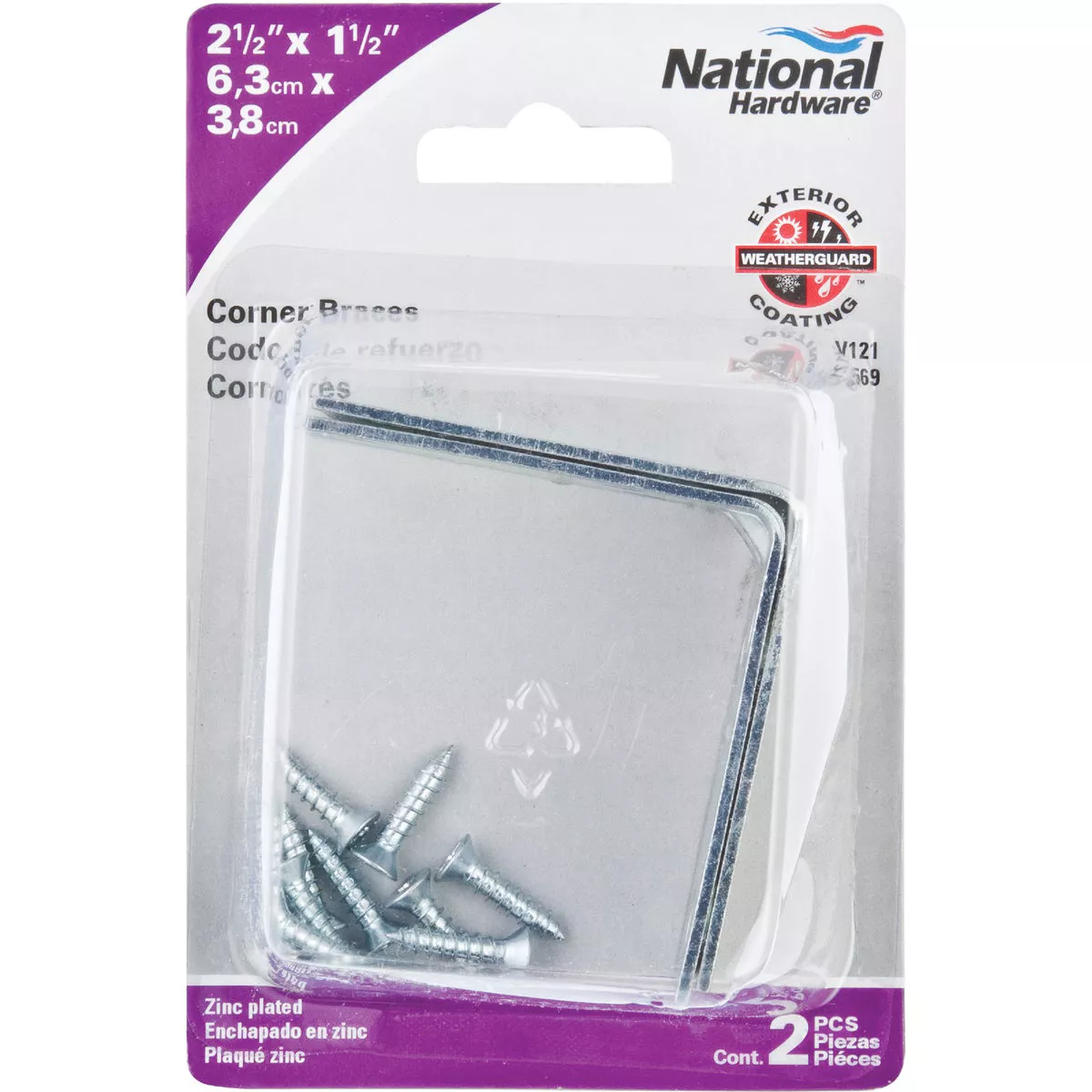 National Hardware 2-1/2 In. x 1-1/2 In. Double Wide Zinc Corner Brace (2-Count) - photo 2