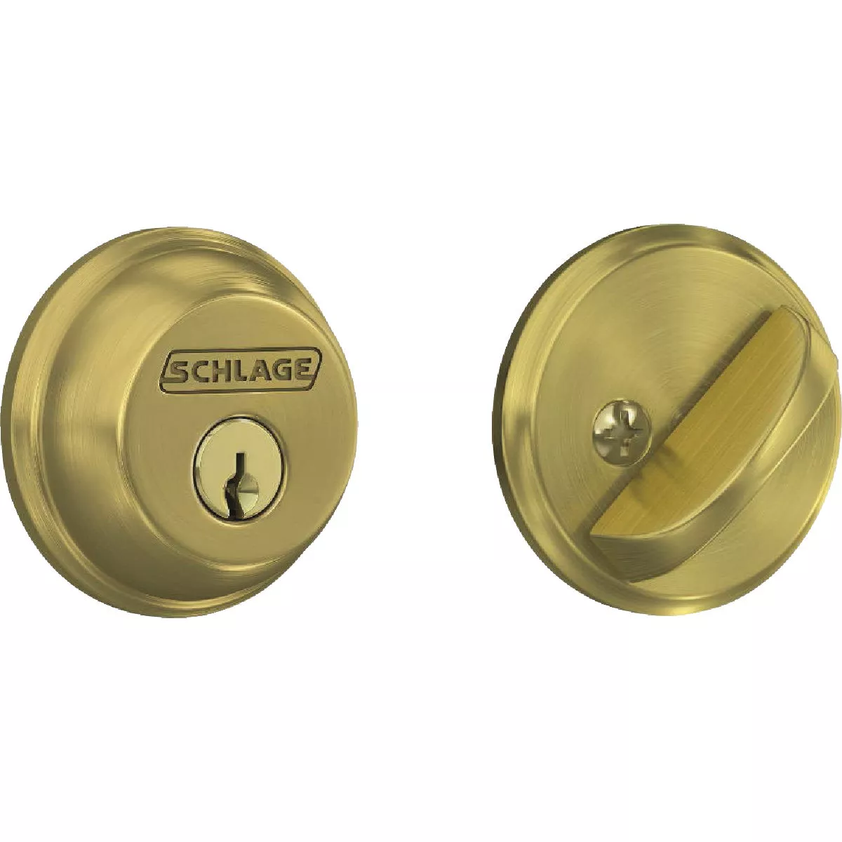 Schlage Single Cylinder Deadbolt in Satin Brass - photo 2
