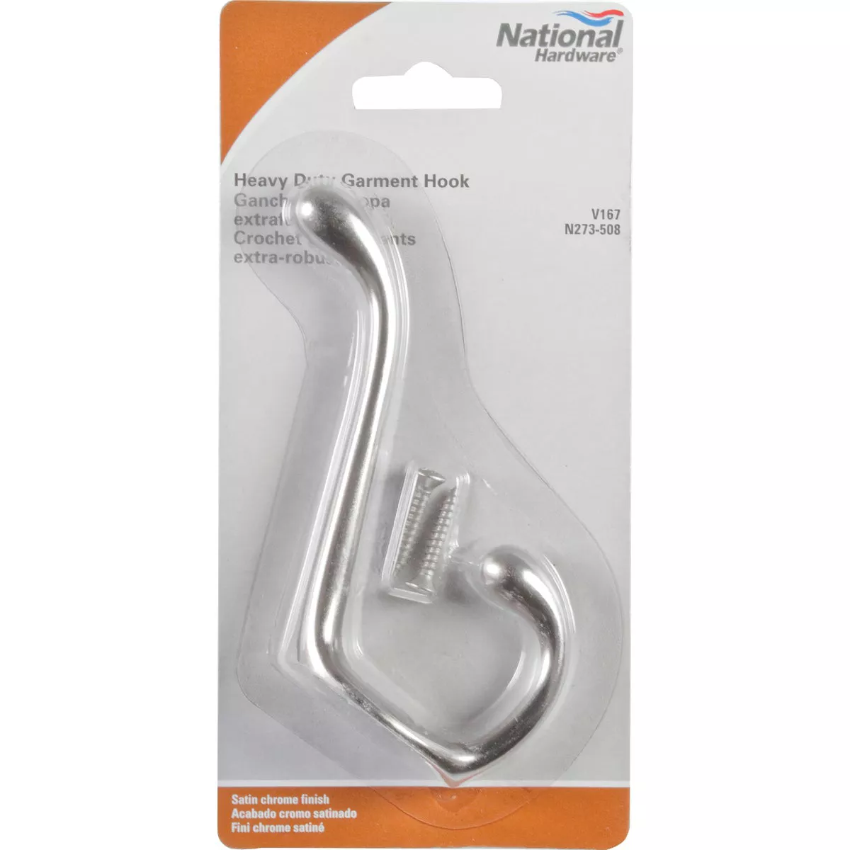 National Hardware Heavy-Duty Satin Chrome Wardrobe Hook - photo 2