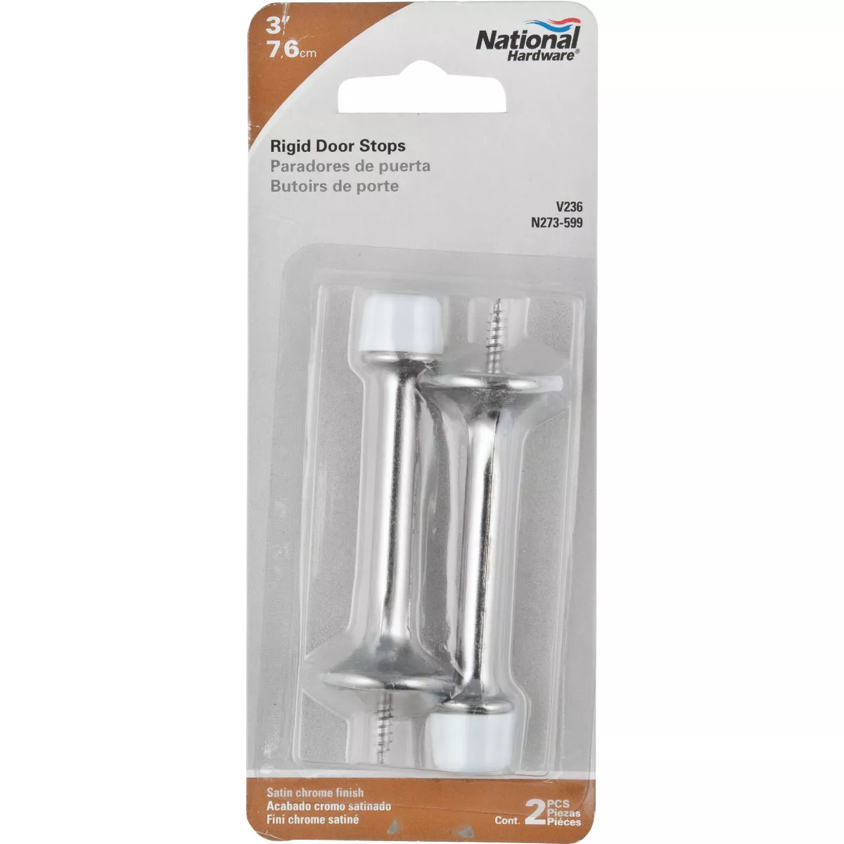National Hardware Heavy Duty 3 In. Rigid Door Stop, Satin Chrome - photo 2