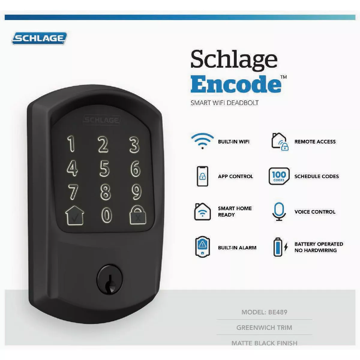 Schlage Encode Greenwich Matte Black Smart WiFi Deadbolt - photo 5