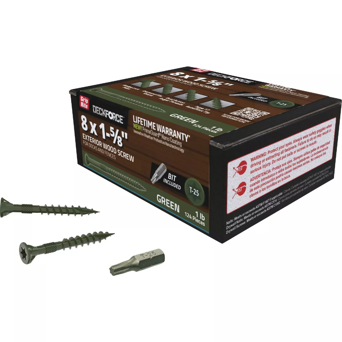 Grip-Rite DeckForce PrimeGuard Nano #8 x 1-5/8 In. Star Drive Green Screw (1 Lb.) - photo 2