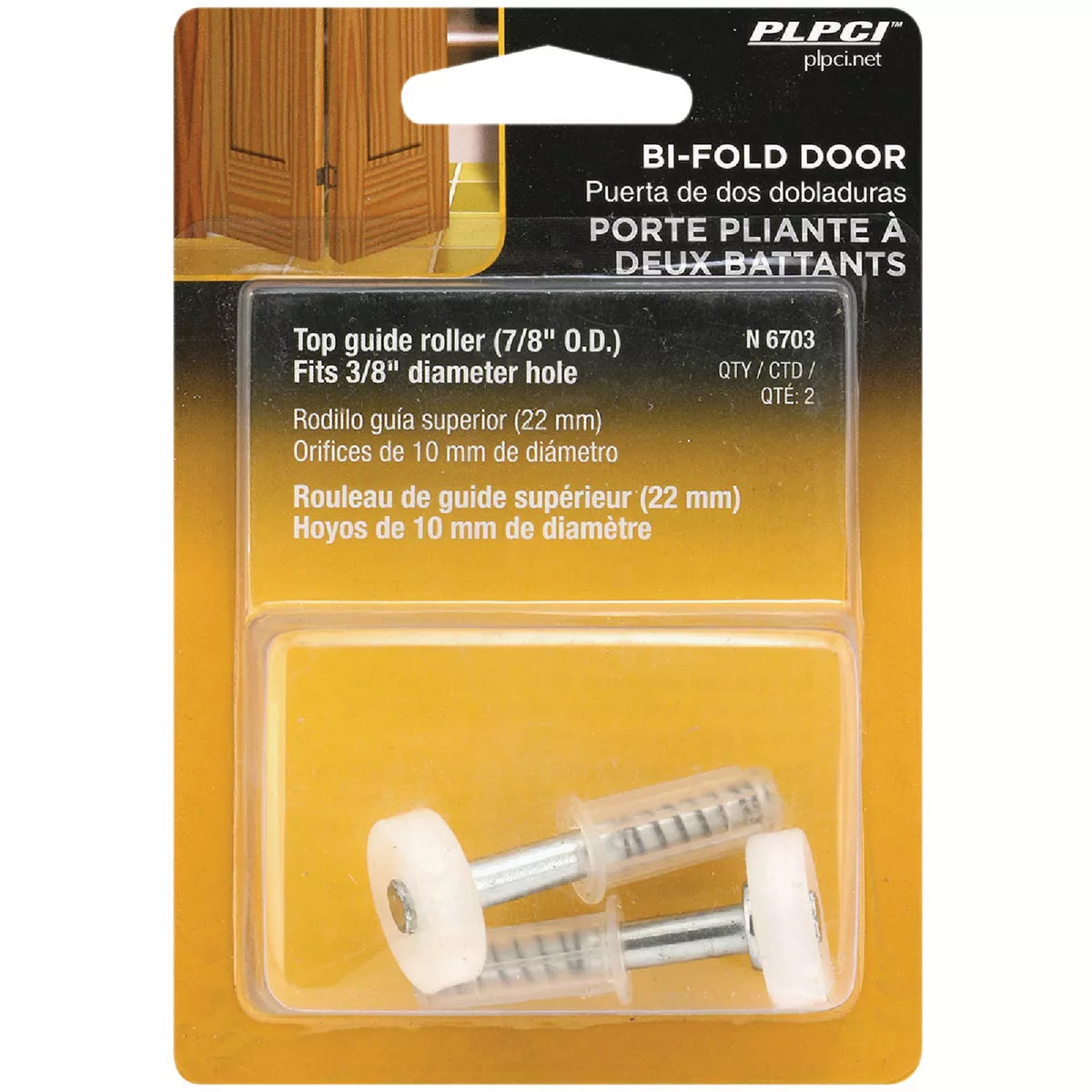 Prime-Line Bifold Door 7/8 In. Top Roller Guide (2 Count) - photo 2
