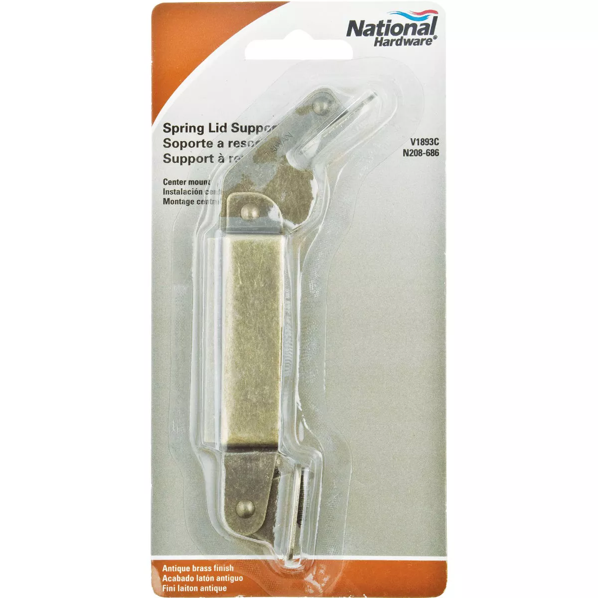 National Hardware Antique Brass Center Spring Lid Support - photo 2