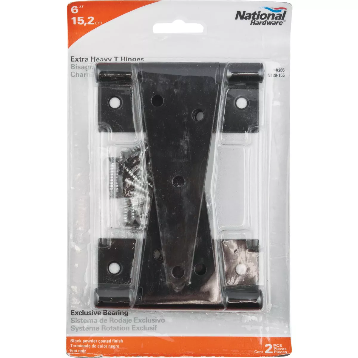National Hardware 6 In. Black Heavy-Duty Tee Hinge (2-Pack) - photo 2